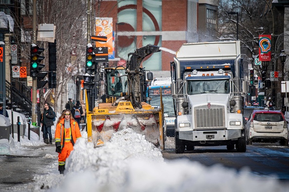 L'opération de déneigement à Montréal, Québec, Canada, le 27 janvier 2023. (Photo : SEBASTIEN ST-JEAN/AFP via Getty Images)