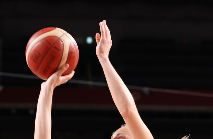 Marine Johannes, joueuse de l’ASVEL et de l’équipe de France a été très performante. (Photo by Gregory Shamus/Getty Images)