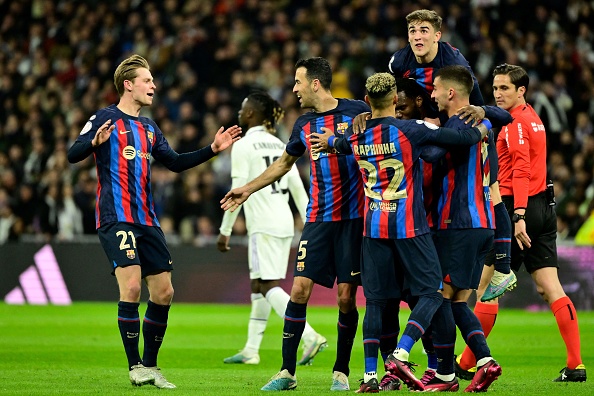 La demi-finale aller de la Copa del Rey (Coupe du Roi) entre le Real Madrid CF et le FC Barcelone au stade Santiago Bernabeu à Madrid, le 2 mars 2023. (JAVIER SORIANO/AFP via Getty Images)