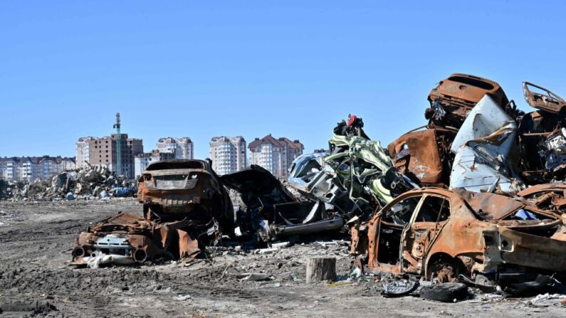 Ville de Boutcha, au nord-ouest de Kiev, le 30 mars 2023. (Photo by SERGEI SUPINSKY/AFP via Getty Images)