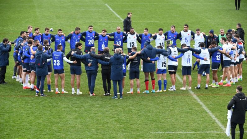 Les joueurs du XV de France. (Photo by ALAIN JOCARD/AFP via Getty Images)