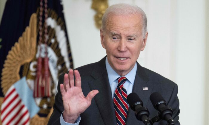 Le président Joe Biden s'exprime lors d'un événement à la Maison Blanche à Washington le 27 mars 2023. (Jim Watson/AFP via Getty Images)