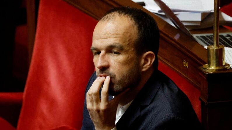 Le député de La France Insoumise (LFI) Manuel Bompard, à l'Assemblée nationale, le 14 février 2023. (Photo LUDOVIC MARIN/AFP via Getty Images)