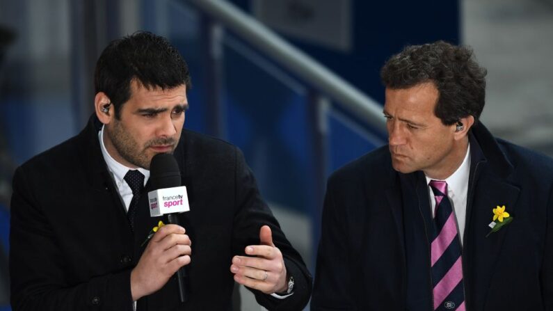 Matthieu Lartot (G) et Fabien Galthié, à Saint-Denis, le 18 mars 2017.      (Photo: GABRIEL BOUYS/AFP via Getty Images)