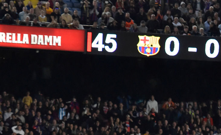 Le FC Barcelone a été accroché 0-0 par Gérone au Camp Nou lundi en clôture de la 28e journée de Liga. (Photo by Pau BARRENA / AFP) (Photo by PAU BARRENA/AFP via Getty Images)