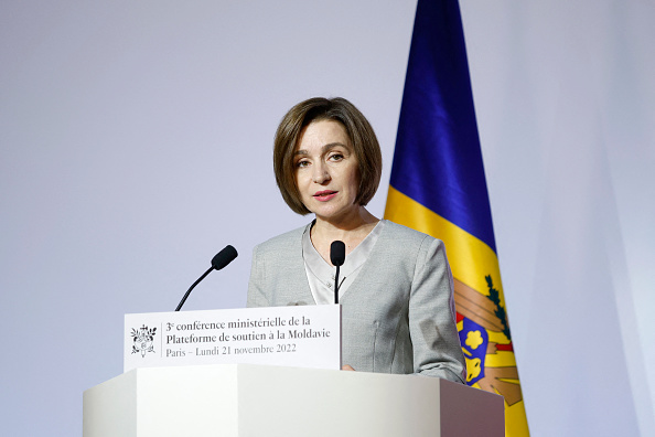 La présidente moldave Maia Sandu au Centre de Conférence Ministériel à Paris, le 21 novembre 2022. (YOAN VALAT/POOL/AFP via Getty Images)