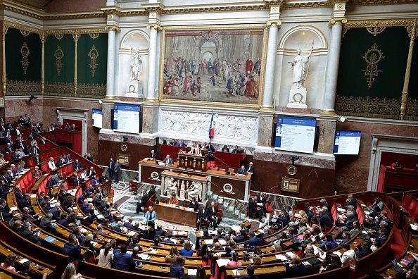 L'Assemblée nationale à Paris, le 9 mai 2023. (GEOFFROY VAN DER HASSELT/AFP via Getty Images)