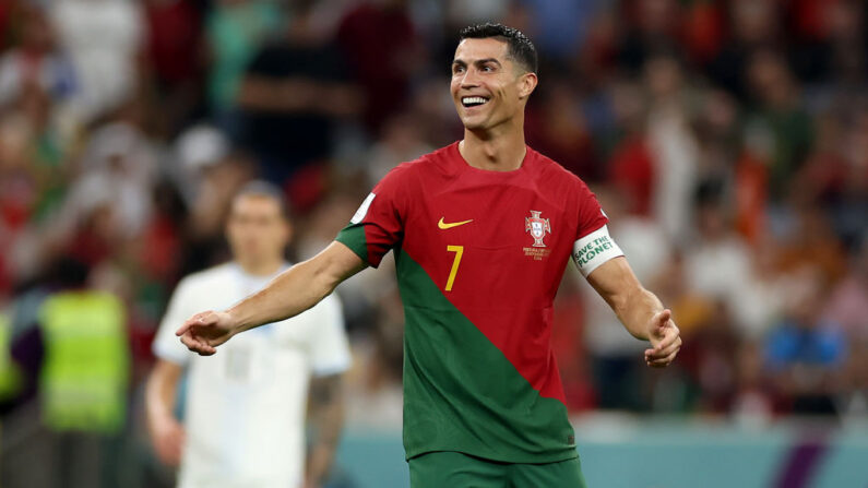 Cristiano Ronaldo lors de la Coupe du Monde de la FIFA, Qatar 2022 entre le Portugal et l'Uruguay au Stade Lusail le 28 novembre 2022 à Lusail City, Qatar. (Photo by Lars Baron/Getty Images)