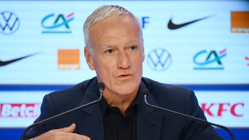 Didier Deschamps a demandé dimanche à ses joueurs "un dernier gros effort" contre la Grèce lundi (20h45) au Stade de France en qualifications de l'Euro-2024. (Photo by FRANCK FIFE/AFP via Getty Images)