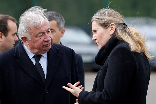 Les présidents de l'Assemblée nationale, Yaël Braun-Pivet, et du Sénat, Gérard Larcher. (LUDOVIC MARIN/POOL/AFP via Getty Images)