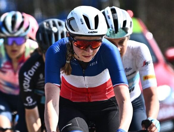 Evita Muzic, a abandonné le Tour de France Femmes en raison de douleurs au ventre. (Photo : JASPER JACOBS/Belga/AFP via Getty Images)