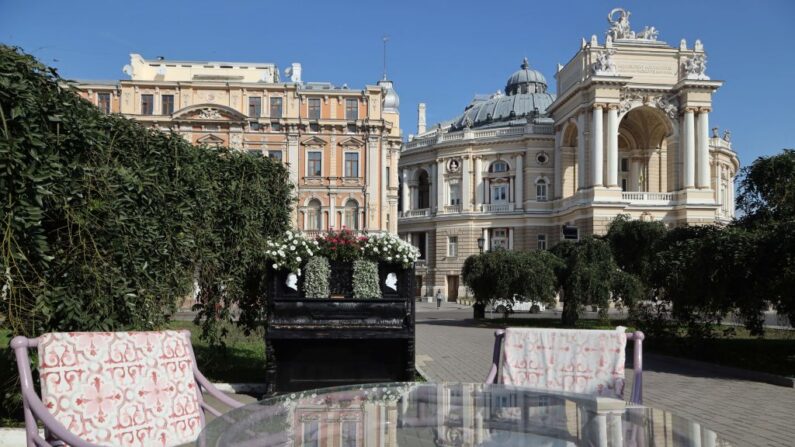 Le théâtre académique national d'opéra et de ballet d'Odessa, dans la ville ukrainienne d'Odessa. (Photo OLEKSANDR GIMANOV/AFP via Getty Images)