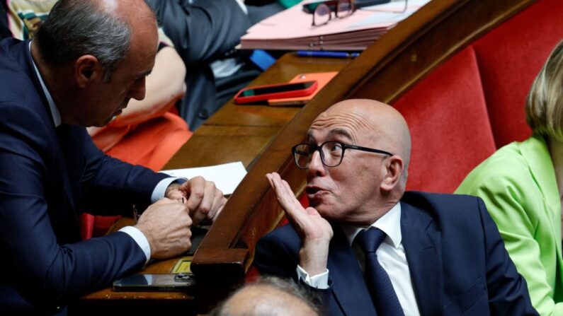 Éric Ciotti, le président des Républicains (LR) et député des Alpes maritimes, participe à la séance de questions au gouvernement à l'Assemblée nationale, le 11 juillet 2023 (Photo : GEOFFROY VAN DER HASSELT/AFP via Getty Images)