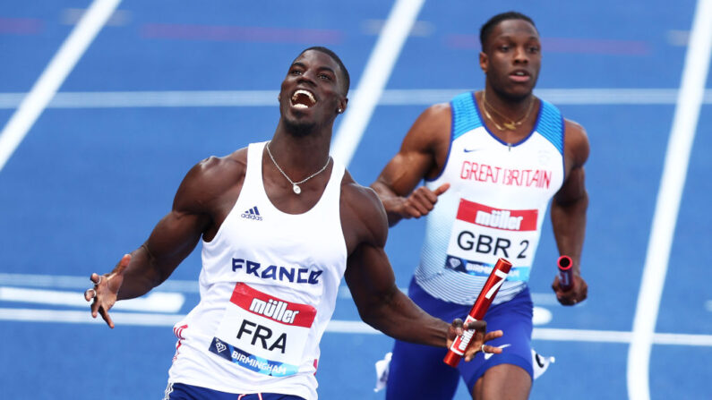 Mouhamadou Fall (à.g) prévu sur le relais 4x100 m, bénéficie également d'une place sur le 100 m individuel. (Photo : Naomi Baker/Getty Images)