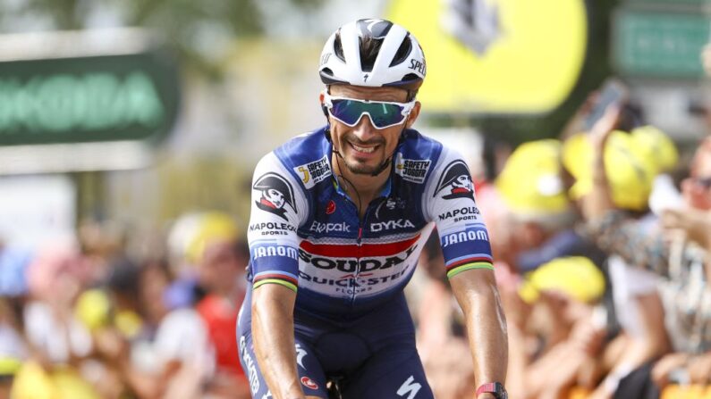 Julian Alaphilippe s'apprête à prendre le départ des Mondiaux de cyclisme sur route dimanche en Écosse. (Photo : DAVID PINTENS/BELGA MAG/AFP via Getty Images)