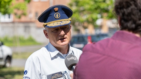 La police belge appel au calme (Photo par NOE ZIMMER/BELGA MAG/AFP via Getty Images)