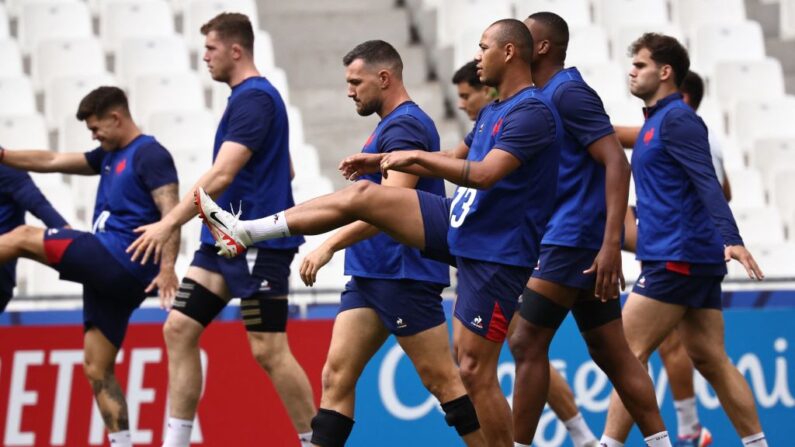 Le 20 septembre 2023, séance d'entraînement du XV de France avant d’affronter la Namibie au Stade Vélodrome de Marseille. (Photo ANNE-CHRISTINE POUJOULAT/AFP via Getty Images)