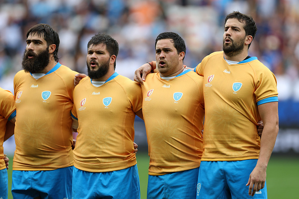 (De g. à dr.) Diego Arbelo, Guillermo Pujadas, Facundo Gattas et Ignacio Dotti de l'Uruguay. (Photo David Rogers/Getty Images)