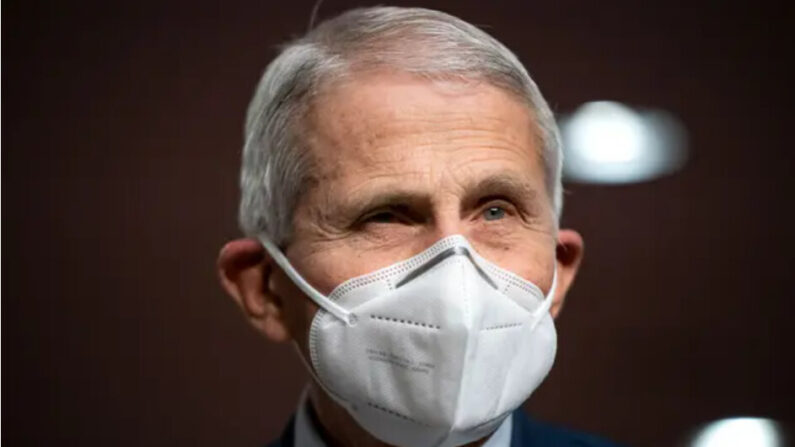 Le Dr Anthony Fauci, conseiller médical principal du président Joe Biden et directeur de l'Institut national des allergies et des maladies infectieuses, se prépare à témoigner devant une commission sénatoriale à Washington le 11 janvier 2022. (Greg Nash/Pool/AFP via Getty Images)