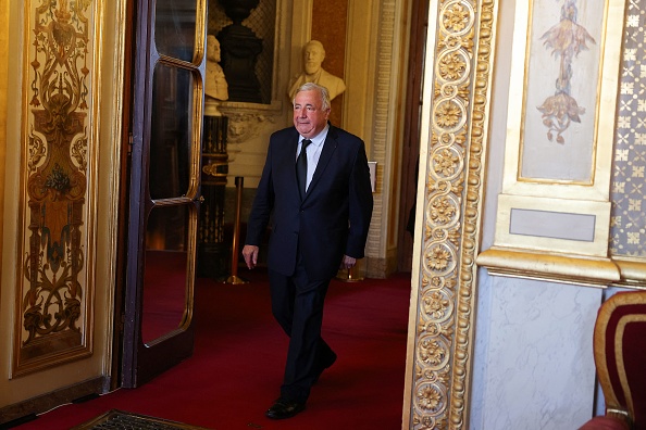 Le président du Sénat Gérard Larcher été réélu, pour un cinquième mandat de trois ans, au Sénat, le 2 octobre 2023. (Photo THOMAS SAMSON/AFP via Getty Images)