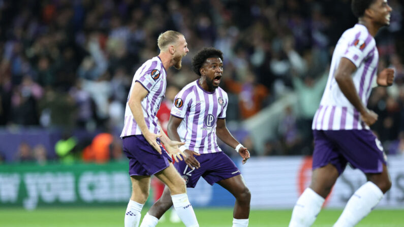 Toulouse a écrit l'une des plus belles pages de son histoire en battant Liverpool (3-2), favori de la Ligue Europa.(Photo : CHARLY TRIBALLEAU/AFP via Getty Images)