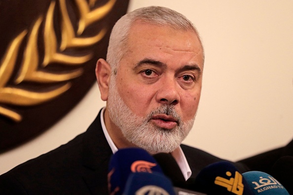 Le chef du Hamas Ismaïl Haniyeh à Beyrouth, le 22 juin 2022. (Photo ANWAR AMRO/AFP via Getty Images)