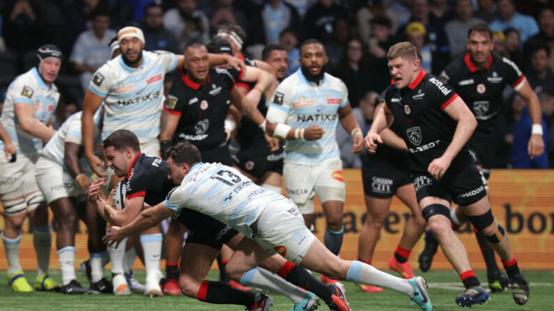 Toulouse, a réalisé la bonne affaire de la 13e journée du Top 14 en dominant le Racing 92 (27-20) sur sa pelouse, dimanche.(Photo : THOMAS SAMSON/AFP via Getty Images)