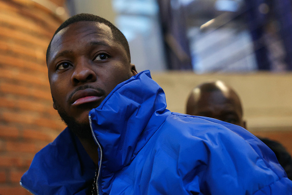 Théo Luhaka, 28 ans, devant la cour d'assises de Bobigny, le 9 janvier 2024. (Photo THOMAS SAMSON/AFP via Getty Images)