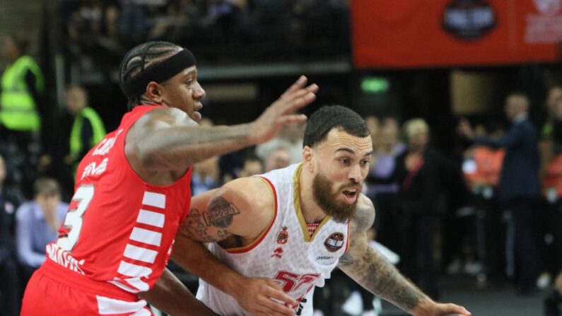 Monaco a concédé sa deuxième défaite d'affilée en Euroligue en s'inclinant jeudi au Pirée face à l'Olympiakos. (Photo : PETRAS MALUKAS/AFP via Getty Images)