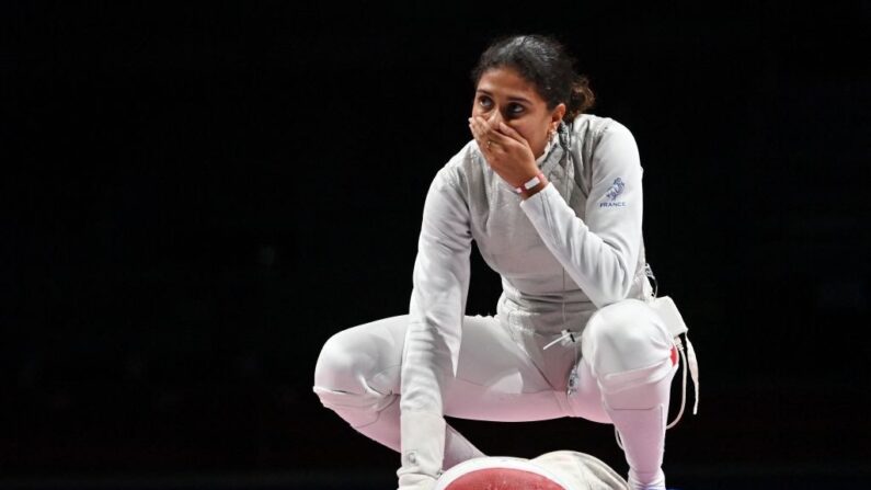 La Française Ysaora Thibus aux Jeux olympiques de Tokyo 2020 au Makuhari Messe Hall de Chiba City, au Japon, le 29 juillet 2021. (Crédit photo FABRICE COFFRINI/AFP via Getty Images)