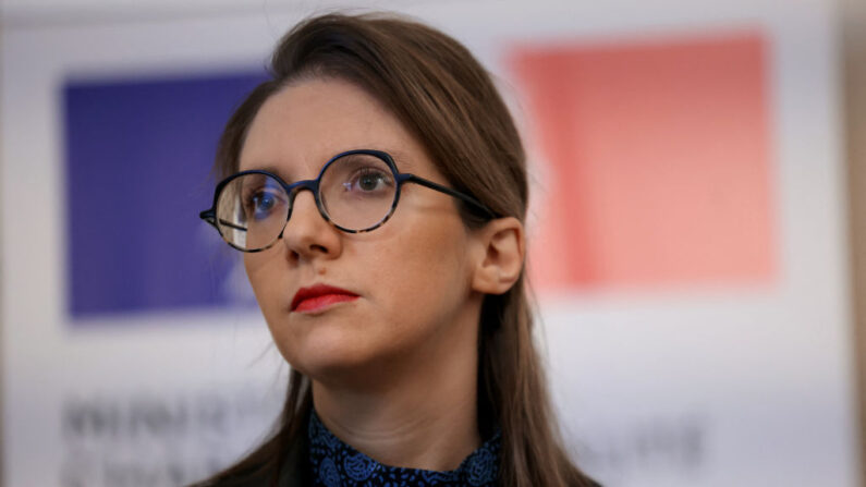 La ministre chargée de l'Égalité entre les femmes et les hommes Aurore Bergé . (Photo THOMAS SAMSON/AFP via Getty Images)