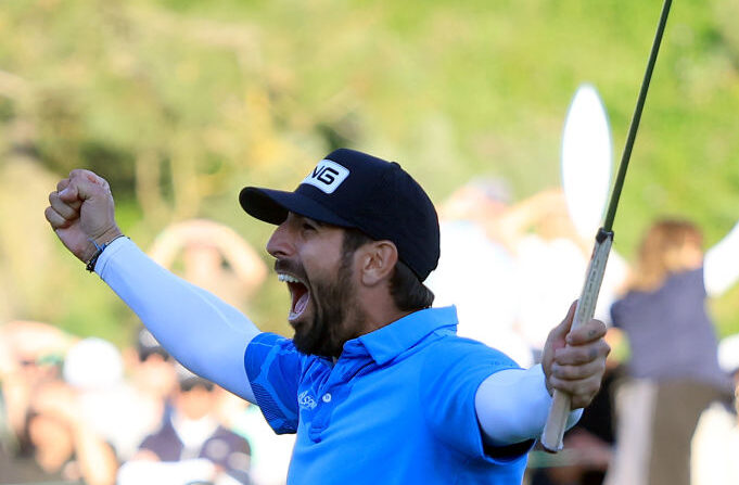 Matthieu Pavon, pointe à deux coups des leaders sur le tournoi PGA de Pebble Beach (Californie, Etats-Unis) après le deuxième tour disputé vendredi. (Photo : Sean M. Haffey/Getty Images)