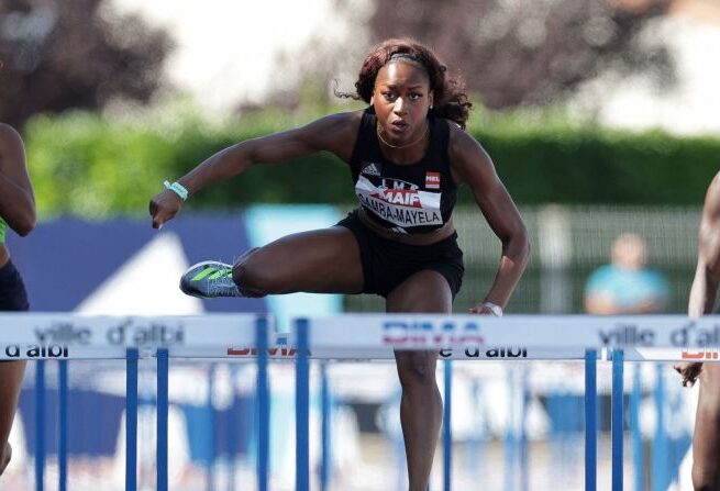 Cyrena Samba-Mayela a abaissé samedi son meilleur chrono de l'hiver pour remporter les championnats de France en salle à Miramas. (Photo : VALENTINE CHAPUIS/AFP via Getty Images)