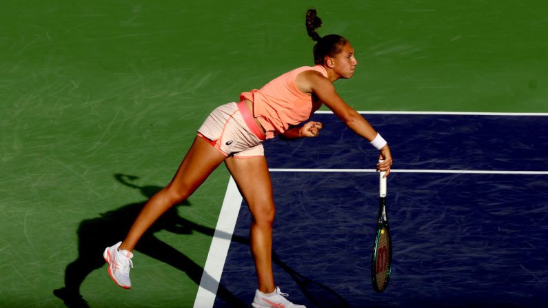 Diane Parry, battue en huitièmes de finale par la Grecque Maria Sakkari (6-2, 3-6, 6-3). (Photo : Matthew Stockman/Getty Images)