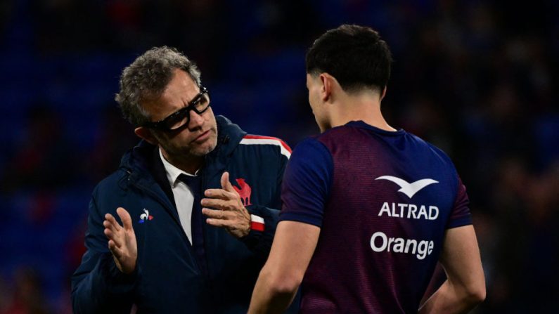 Maintien des cadres, traumatisme de la sortie de route en quart de Coupe du Monde: après un Tournoi des six nations laborieux, Fabien Galthié a défendu sa stratégie mercredi lors d'une conférence de presse à Marcoussis. (Photo : OLIVIER CHASSIGNOLE/AFP via Getty Images)