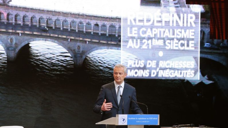 Le ministre des Finances et de l'Économie Bruno Le Maire lors de l'événement "Rendez-Vous de Bercy" au ministère de l'Économie à Paris, le 22 janvier 2019. (ERIC PIERMONT/AFP via Getty Images)