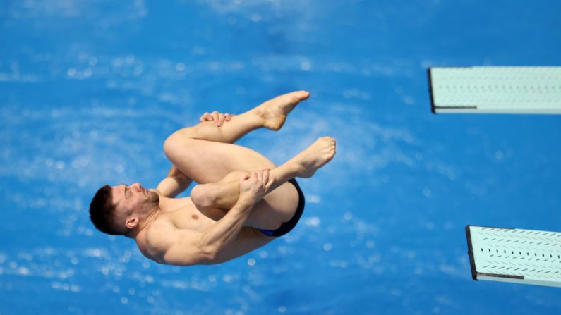 Alexis Jandard de l'équipe de France participe à la finale du tremplin masculin de 3 m lors de la Coupe du monde de plongeon 2024 - étape 2, le 24 mars 2024 à Berlin, en Allemagne. (Photo Maja Hitij/Getty Images)