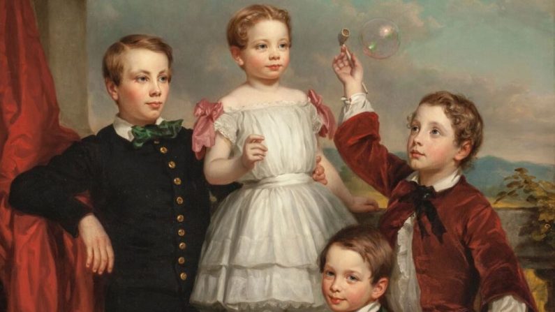 Portrait d'enfants par George Augustus Baker Jr. en 1853. Huile sur toile. New York City, États-Unis (Domaine public)