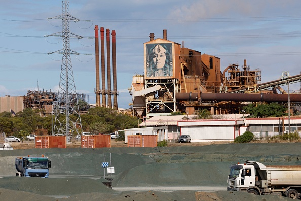 L'usine de nickel SLN du groupe Eramet à Nouméa, le 24 juillet 2023. (Photo LUDOVIC MARIN/AFP via Getty Images)