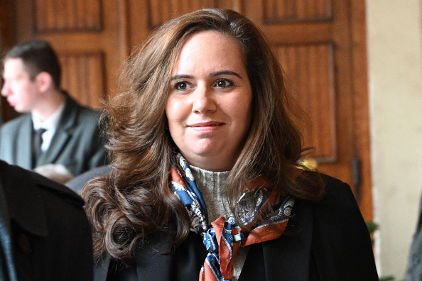 Sarah Knafo, numéro 3 de la liste de Reconquête aux élections européennes.  (BERTRAND GUAY/AFP via Getty Images)