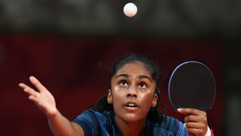 "Je ne pensais pas être à ce niveau il y a un an", apprécie la pongiste française Prithika Pavade,  qui ambitionne désormais d'être tête de série lors des Jeux olympiques à Paris. (Photo : JUNG YEON-JE/AFP via Getty Images)