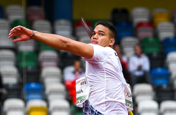 Teuraiterai Tupaia a battu le record de France du javelot avec un jet à 86,11 m, synonyme de qualification pour les jeux Olympiques de Paris. (Photo : Octavio Passos/Getty Images for European Athletics)