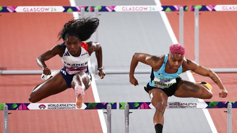 Rare chance d'or pour l'équipe de France aux Championnats d'Europe d'athlétisme, Cyréna Samba-Mayela vise une première médaille internationale sur 100 mètres haies, samedi à Rome, et a déjà la tête tournée vers les Jeux de Paris. (Photo : ANNE-CHRISTINE POUJOULAT/AFP via Getty Images)