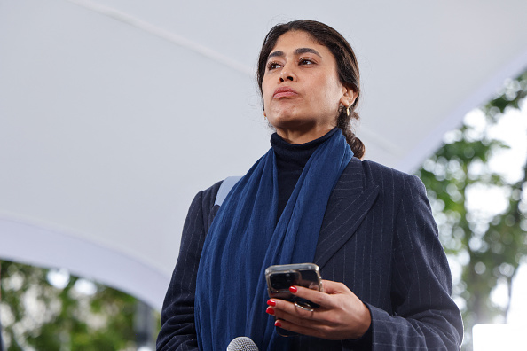 La députée européenne de la France Insoumise Rima Hassan.  (LUDOVIC MARIN/AFP via Getty Images)