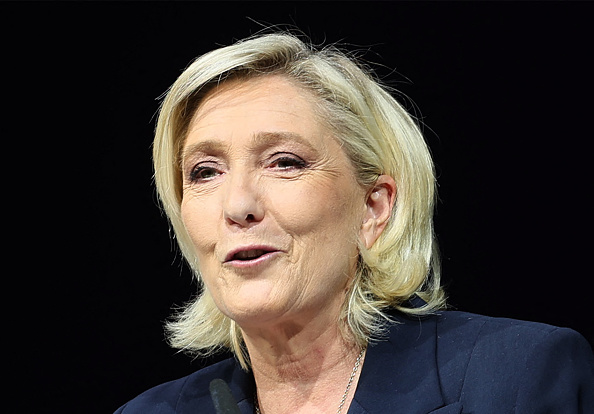 Marine Le Pen, cheffe de file du groupe Rassemblement national à l'Assemblée. (FRANCOIS LO PRESTI/AFP via Getty Images)