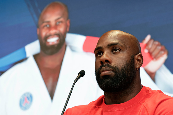 Le judoka Teddy Riner au Campus Paris Saint-Germain à Poissy, le 13 juillet 2024. (STEPHANE DE SAKUTIN/AFP via Getty Images)