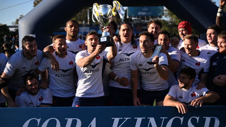 La deuxième équipe de France a battu mercredi à Montevideo l'Uruguay (43-28), deuxième match de leur tournée en Amérique du sud. (Photo : EITAN ABRAMOVICH/AFP via Getty Images)