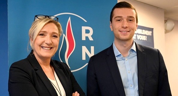 Marine Le Pen et Jordan Bardella du RN. (BERTRAND GUAY/AFP via Getty Images)