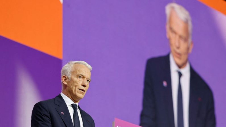 Le président du Medef (Mouvement des entreprises de France) Patrick Martin lors d'un discours à Meudon, le 6 juillet 2023. (LUDOVIC MARIN/AFP via Getty Images)