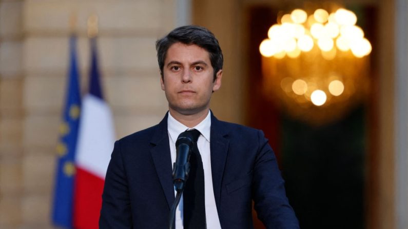 Gabriel Attal, Premier ministre démissionnaire, a reconduit le budget de l'État en 2025 (LUDOVIC MARIN/AFP via Getty Images)